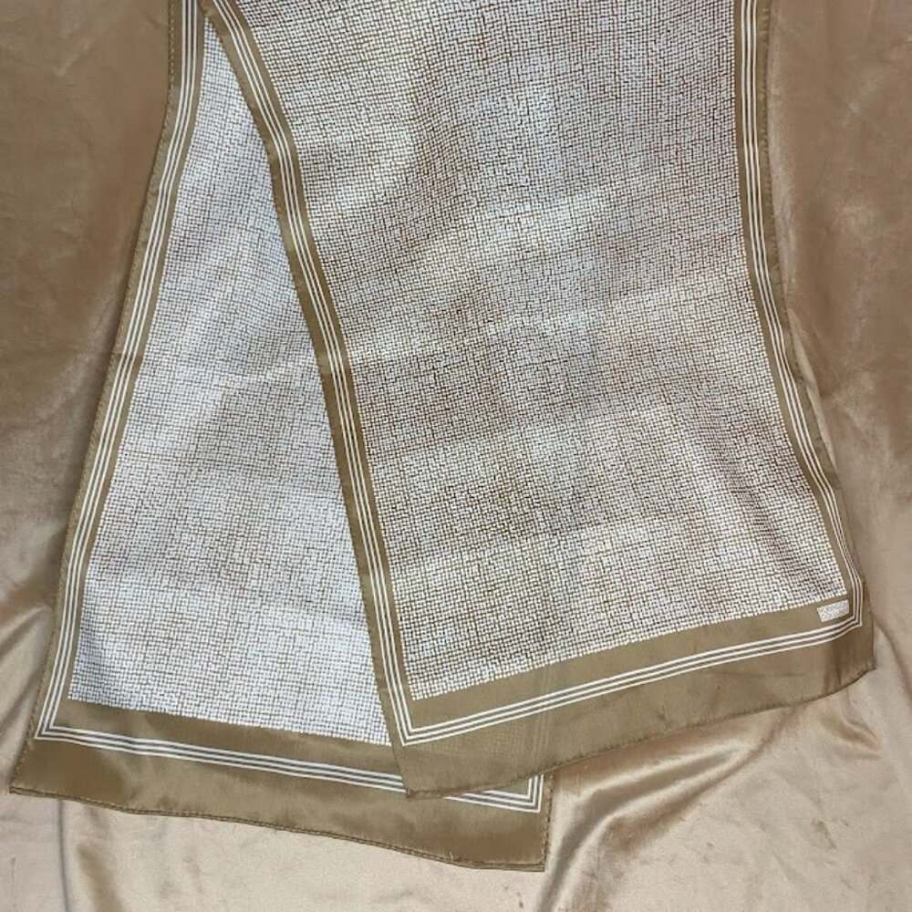 Vintage Robinson Golluber Brown Patterned Silk Scarf